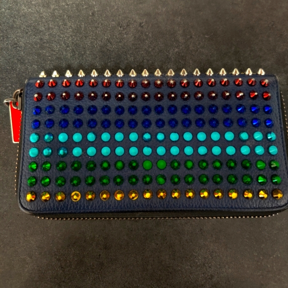 Christian Louboutin Handbags - Christian Louboutin blue spiked zippy wallet